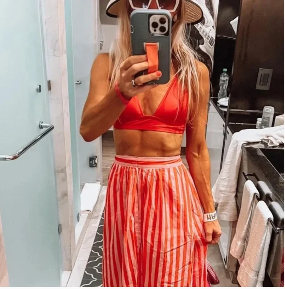 J Crew Halter Tie Back Bikini Top S Red Bright Cerise Swim Suit BY633 J.Crew